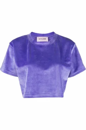 Styland Playera corta con efecto de terciopelo