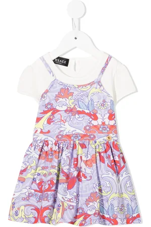 VERSACE Vestido estilo playera con estampado floral