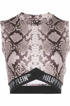 Philipp Plein Top corto con estampado de piel de serpiente