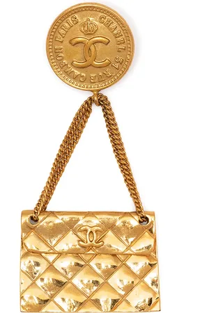 CHANEL Broche con motivo de bolsa CC 1993