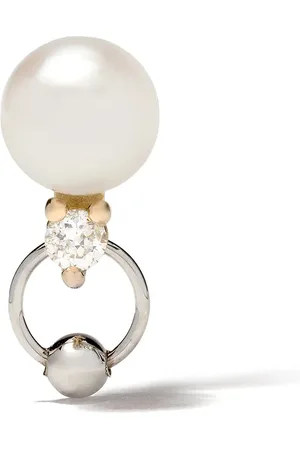 DELFINA DELETTREZ Arete dos en uno en oro amarillo y blanco de 18kt con diamantes