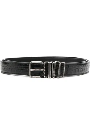 Saint Laurent Cinturón con hebilla cuadrada en relieve