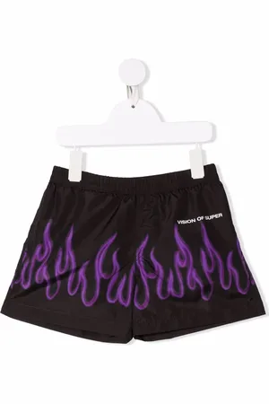 Vision Of Super Shorts de playa con llamas estampadas