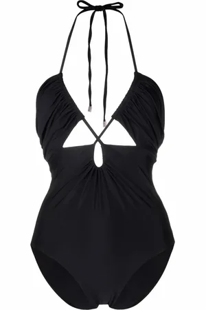Self-Portrait Traje de baño de cuello halter con aberturas