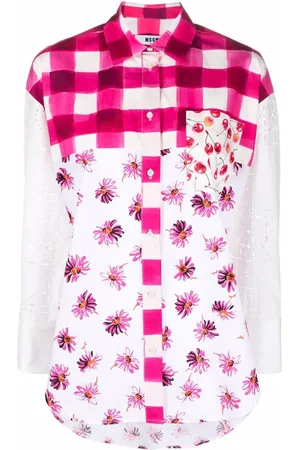 Msgm Camisa a cuadros con estampado floral
