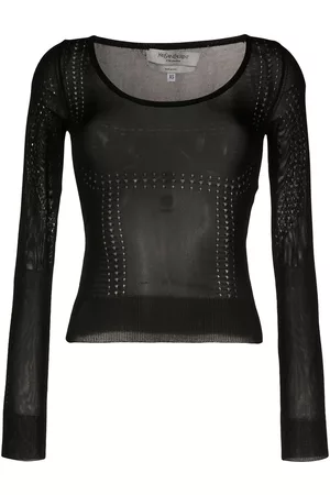 Saint Laurent Blusa transparente con detalle de perforaciones 2010