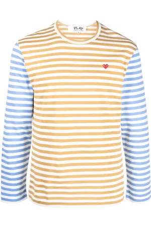 Comme des Garçons Playera con rayas estampadas y logo bordado