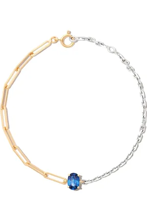 YVONNE LÉON Pulsera en oro amarillo y blanco de 9kt con zafiros