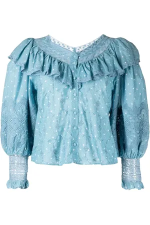 LOVESHACKFANCY Blusa Bunnie con bordado inglés