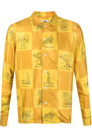BODE Camisa de seda con estampado de ilustración