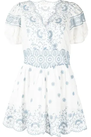 LOVESHACKFANCY Vestido corto Valente con bordado inglés