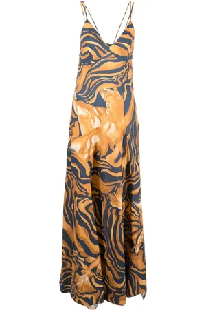 Alberta Ferretti Vestido largo con ondas estampadas