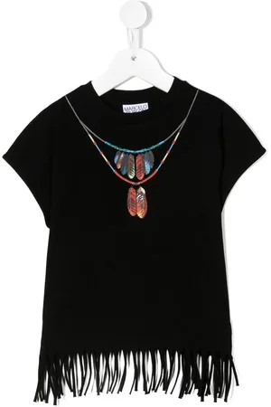 MARCELO BURLON Top con flecos y collar estampado