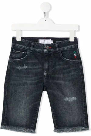 Philipp Plein Shorts de mezclilla con efecto envejecido