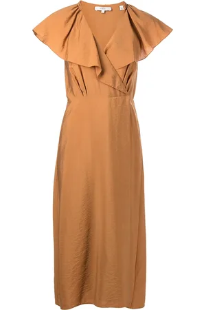 Vince Vestido midi cruzado con volantes