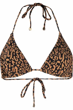 Nanushka Top de bikini estilo triángulo con animal print
