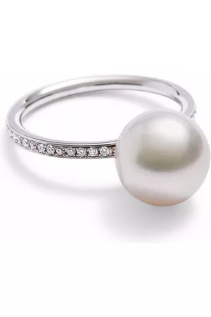 Autore Anillo eternity en oro blanco de 18kt con diamantes y perlas