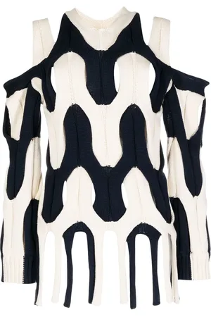 DION LEE Suéter tejido de ochos con diseño de dos tonos