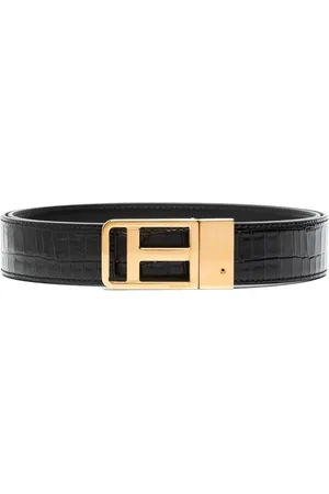 Tom Ford Cinturón con hebilla en T y motivo de piel de cocodrilo en relieve