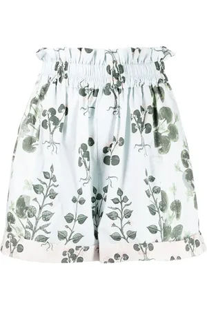 BIYAN Shorts con cintura paperbag y estampado floral