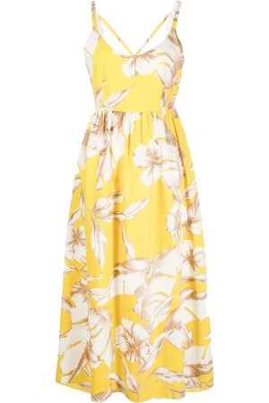 Twin-Set Vestido midi con estampado de hibiscos