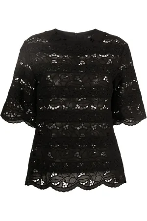 GOEN.J Top tejido con encaje floral