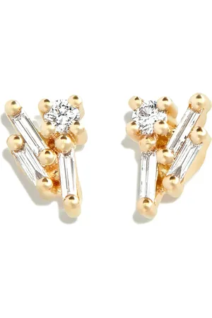 Suzanne Kalan Aretes Classic Eva en oro amarillo de 18kt con diamantes