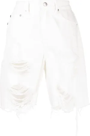 GOEN.J Shorts de mezclilla con efecto envejecido