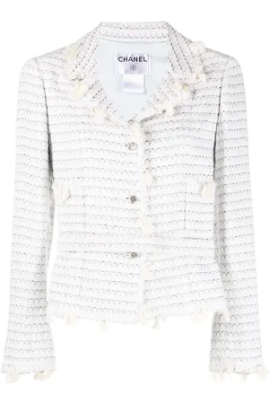 CHANEL Chamarra de tweed con cinturón 2005