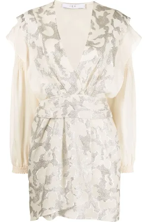 IRO Vestido corto bordado con cuello en V