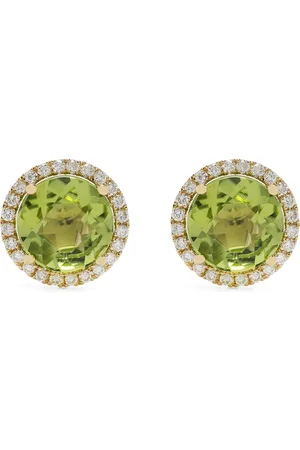 Kiki Mcdonough Aretes Grace en oro amarillo de 18kt con diamante y peridoto