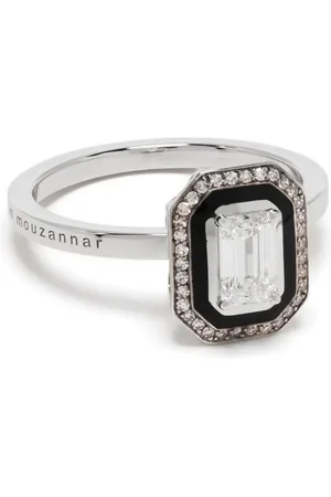 SELIM MOUZANNAR Anillo Mina en oro blanco de 18kt con diamantes y esmalte