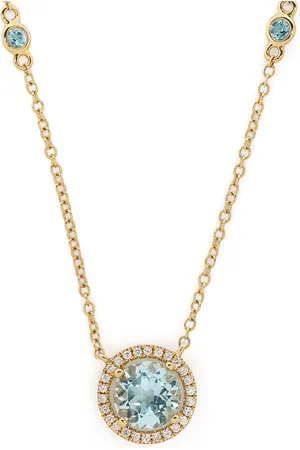 Kiki Mcdonough Collar Grace en oro amarillo de 18kt con diamantes y topacio azul