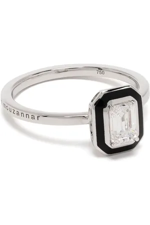 SELIM MOUZANNAR Anillo Mina en oro blanco de 18kt con diamantes y esmalte