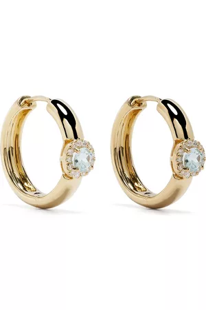 Kiki Mcdonough Aretes Grace en oro amarillo de 18kt con diamante y topacio azul