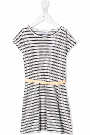 KNOT Vestido estilo playera con rayas estampadas