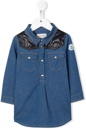 Moncler Vestido camisero de mezclilla con paneles