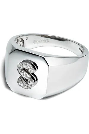 Shay Anillo en oro blanco de 18kt con inicial de S