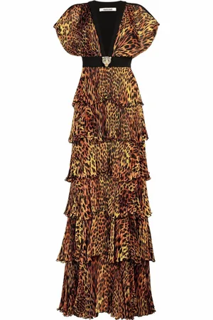 Roberto Cavalli Vestido largo con estampado de leopardo