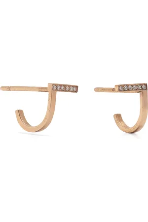HSU JEWELLERY LONDON Aretes Unfinish Line Curve en oro amarillo de 18kt con diamantes