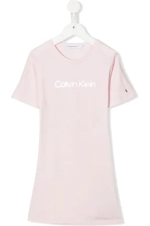 Calvin Klein Vestido estilo playera con logo estampado