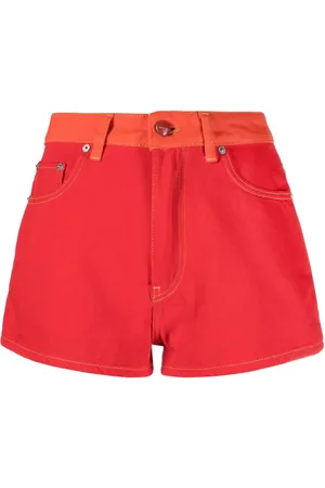 Ganni Shorts de mezclilla con pretina en contraste