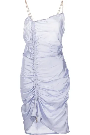 GCDS Vestido fruncido con tirantes de cristales