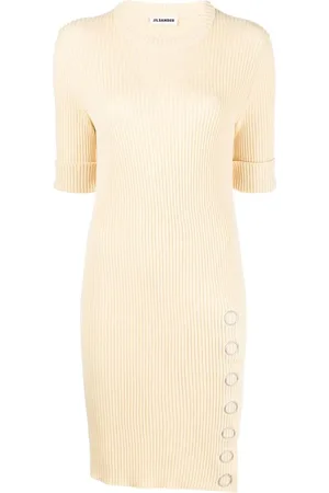 Jil Sander Vestido corto estilo túnica de canalé