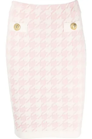 Balmain Falda corta con motivo pied de poule