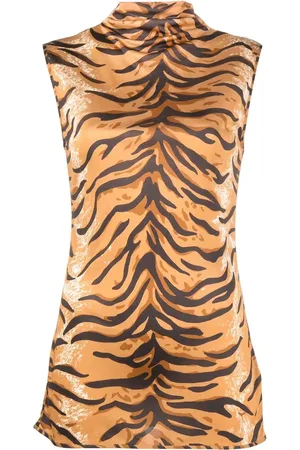 Jil Sander Top con estampado de tigre y cuello de tortuga