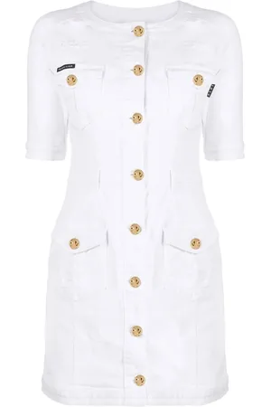 Philipp Plein Vestido de mezclilla con botones en relieve