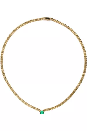 Anita Collar Cuban link en oro amarillo de 18kt con esmeralda