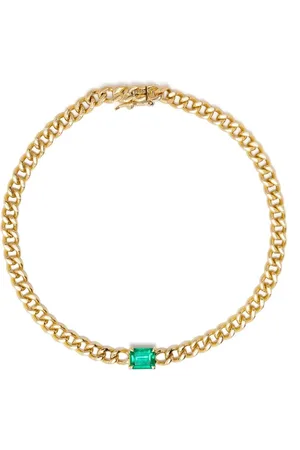 Anita Pulsera Cuban Link en oro amarillo de 18kt con esmeralda