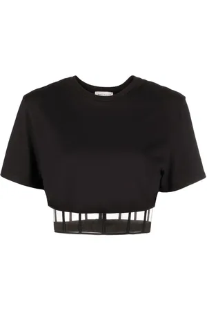 Alexander McQueen Playera corta con aberturas